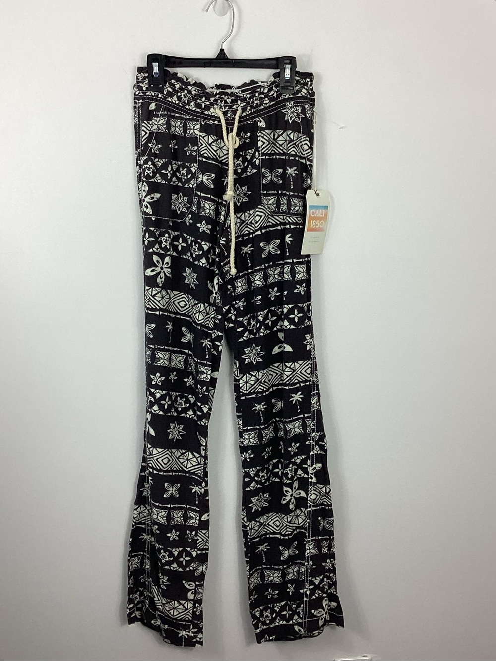 Cali 1850 Print Linen Blend Beach  Lounge Pants Size XS NWT